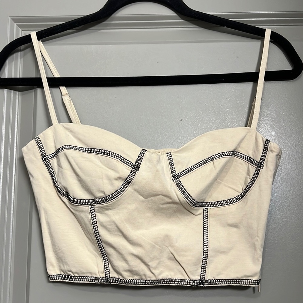 Princess Polly Leilani Beige Crop Top Size 4